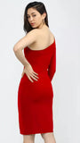 stylish red bodycon dress for girls one shoulder design

