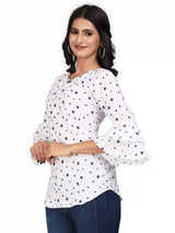 stylish white crepe tunic with star pattern for casual wear
