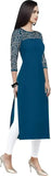 teal A-line crepe kurti for women
