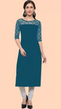 teal A-line kurti made in India for women







