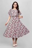 Trendy red mango floral flared sleeve wrap maxi dress for casual & party wear by ZELZIS

