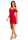 Trendy red solid knee-length party wear dress by ZELZIS

