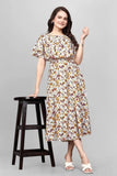 Trendy yellow mango floral wrap maxi dress for casual & party wear by ZELZIS

