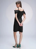 trendy black bodycon cold shoulder dress by zelzis

