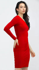 trendy red bodycon one shoulder casual dress by ZELZIS

