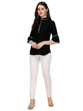 vibrant black polka dot hip-length tunic top made in India







