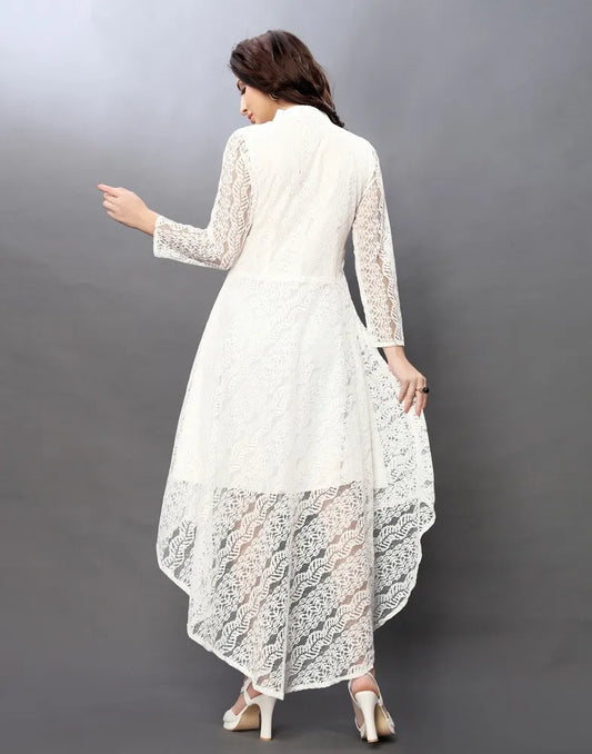 White designer high low dress with inner lining
