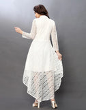 White designer high low dress with inner lining
