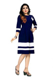 ZELZIS blue solid fit & flare knee-length crepe dress

