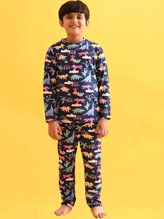 ज़ेल्ज़िस लड़कों के लिए नीली कॉटन टी-शर्ट और पैंट सेट - ट्रेंडी कैज़ुअल वियर