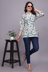 Green Floral Cotton Tunic Top for Women – Stylish & Comfortable Casual Wear