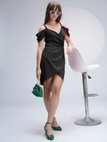 zelzis black cold shoulder bodycon dress for women

