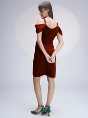 zelzis party wear cold shoulder maroon dress

