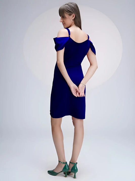 zelzis sweetheart neck blue bodycon dress

